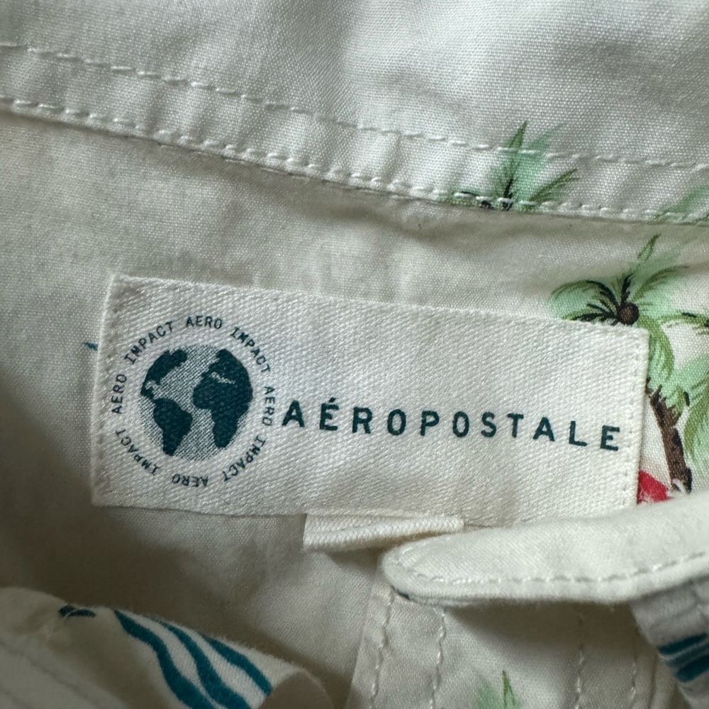 Aeropostale Palm and Bird Print Casual Shirt size large - Picture 3 of 5